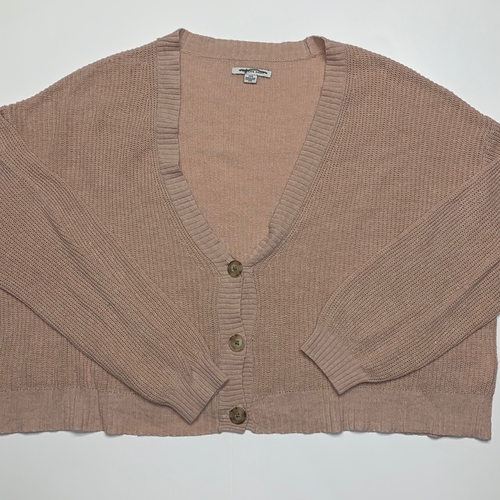 American Eagle Cropped Button-up Sweater
